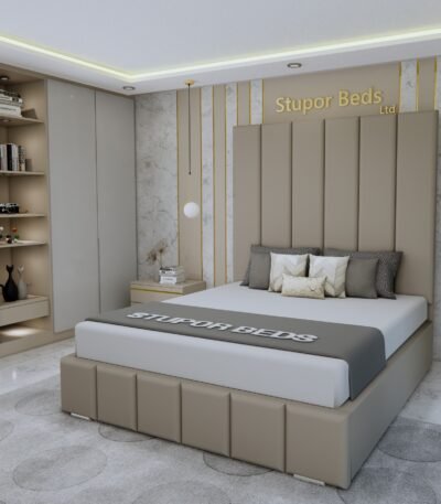 Queen velvet bed with headboard