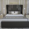 NORMAL BASE BED-113 GREY Grey Fabric Bed Frame Double