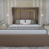 NORMAL BASE BED-115 MINK DARK Fabric Strip Bed with Storage