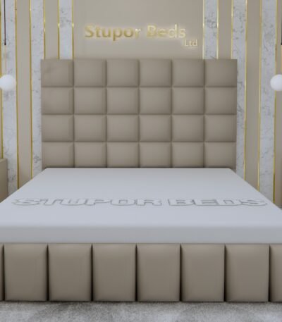 Beige Velvet Bed