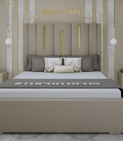 striped bed frame queen