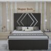NORMAL BASE BED-16 GREY. Crushed Velvet Strip Bed