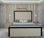 plush White Velvet Bed