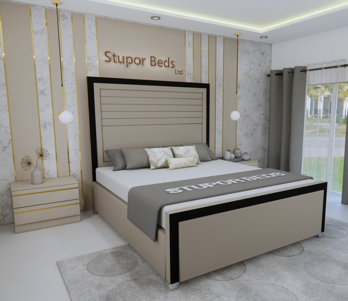 Marta Border Velvet Bed - Image 3