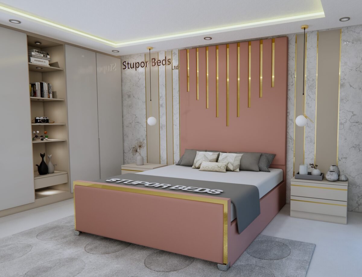 NORMAL BASE BED-3 PINK Renata Queen Bed - Image 1
