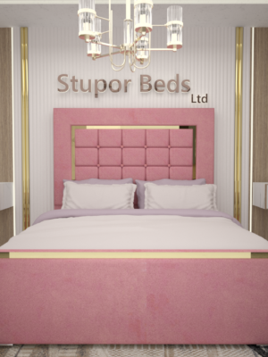 striped bed frame with storage