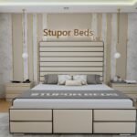Double velvet bed on sale