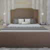 NORMAL BASE BED-74 MINK upholstered strip bed UK