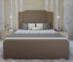 Aina upholstered strip bed with padded headboard and matching footboard