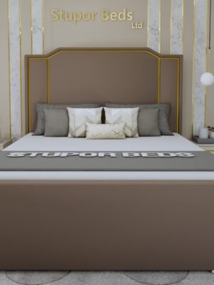 Aina upholstered strip bed with padded headboard and matching footboard