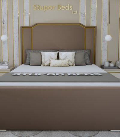 Aina upholstered strip bed with padded headboard and matching footboard