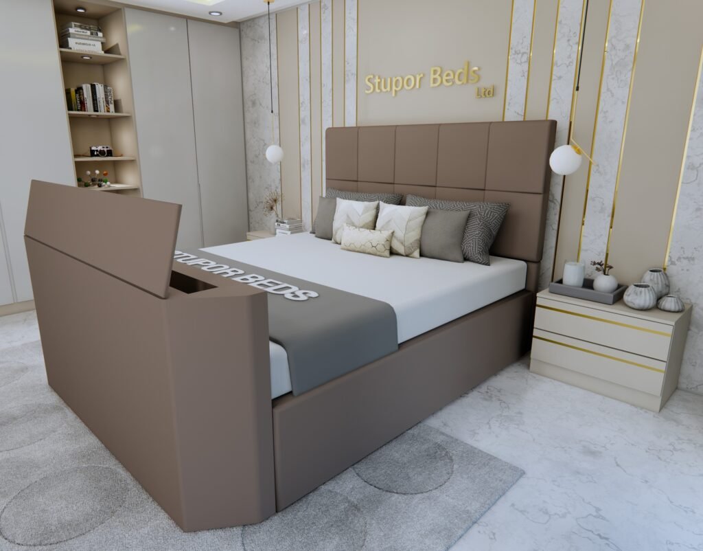 Fabric TV Bed with Ottoman