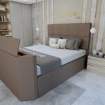 Fabric TV Bed with Ottoman