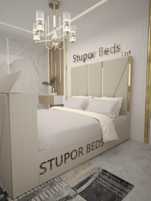 Cream Upholstered TV Strip Bed