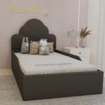 childrens velvet bed grey UK