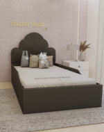 childrens velvet bed grey UK