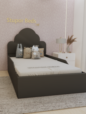 childrens velvet bed grey UK