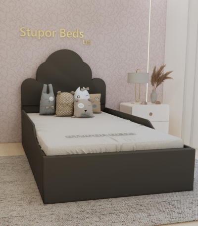 childrens velvet bed grey UK