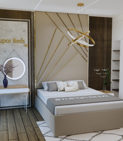 Superking Strip Bed Upholstered