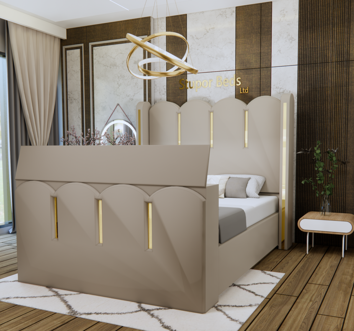 Super King Velvet TV Bed