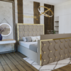 TV BED-24 MINK TV strip bed grey velvet