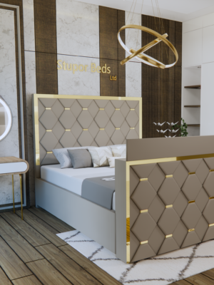 TV strip bed grey velvet