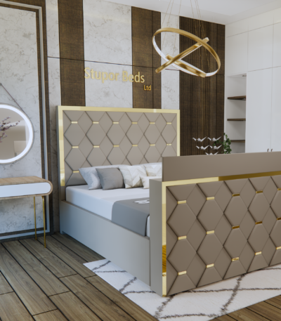 TV strip bed grey velvet