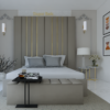 NORMAL BASE BED-182 MINK Naple Fabric Strip Bed