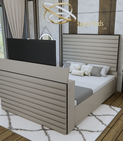 Black Ottoman TV Bed
