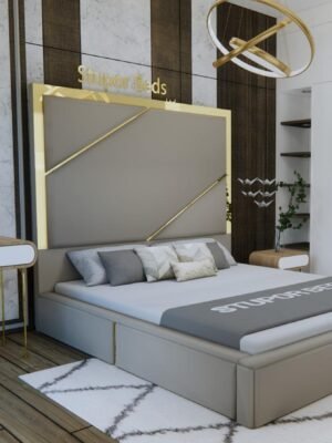 Linen Teal Strip Bed