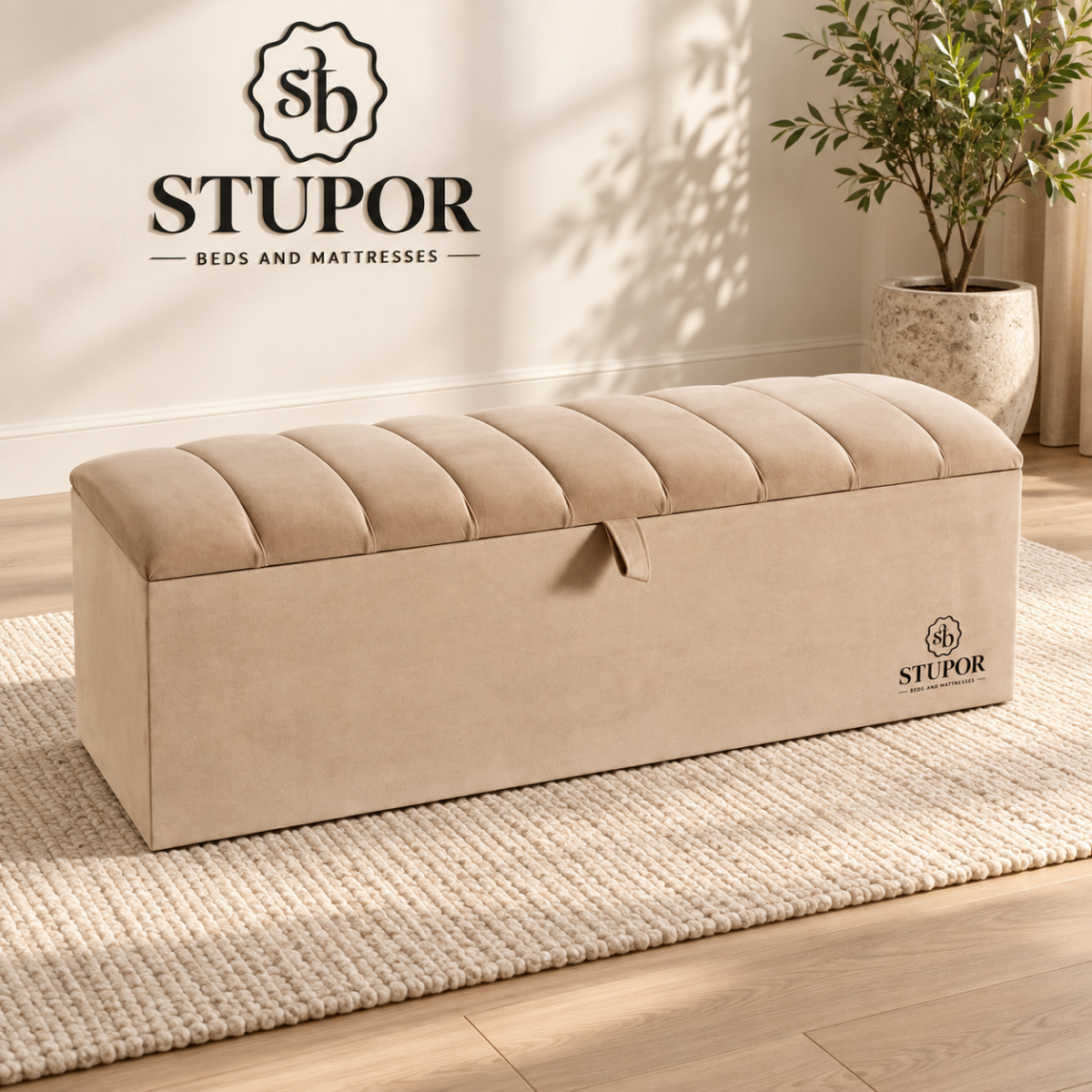 Elegant Tufted Storage Bench Showroom Ottoman Box 1 - Image 1